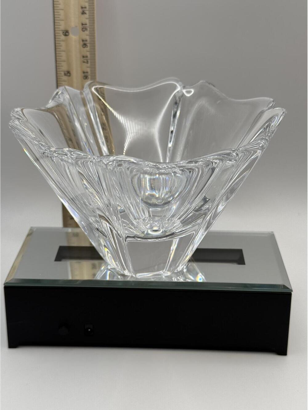 Orrefors Crystal Art Glass Bowl Signed Sweden Heavy Modernist Centerpiece